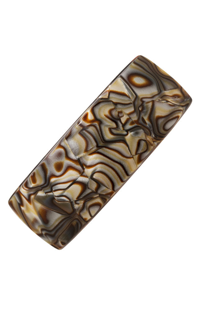 Large, French barrette ideal for thick hair - Rectangle Volume Barrette, Onyx, marbled gray and charcoal.