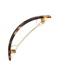 Side view of a classic tortoiseshell France Luxe large barrette, with a spacious clasp for thick hair.