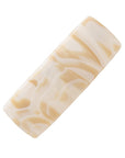 Large, French barrette ideal for thick hair - Rectangle Volume Barrette, Alba, marbled ivory white.