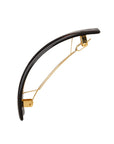 Side view of a black France Luxe large barrette, with a spacious clasp for thick hair.