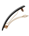 Medium hair clip featuring a classic French barrettes style clasp, ideal for most hair types - Classic Rectangle Barrette, marbled pearlescent black.
