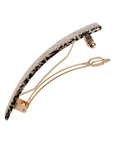 Medium hair clip featuring a classic French barrettes style clasp, ideal for most hair types - Classic Rectangle Barrette, pixelated mosaic of silver with black.