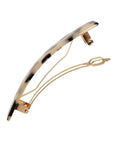 Medium hair clip featuring a classic French barrettes style clasp, ideal for most hair types - Classic Rectangle Barrette, Ivory Tortoise Shell.