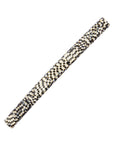 Long, French barrette ideal for fine to medium hair - Long & Skinny Barrette, Opera Silver, pixelated mosaic of silver with black.