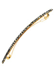 Side view of a silver France Luxe long barrette, ideal for fine to medium hair.