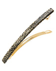 Long, pixelated mosaic of silver with black hair clip featuring a French barrette style clasp, ideal for fine to medium hair - Long & Skinny Barrette, Opera Silver.