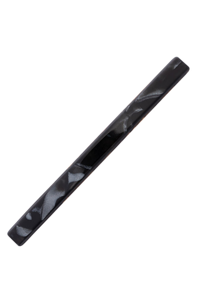Long, French barrette ideal for fine to medium hair - Long &amp; Skinny Barrette, Nacro Black, marbled pearlescent black.