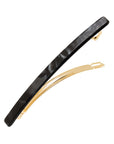 Long, marbled pearlescent black hair clip featuring a French barrette style clasp, ideal for fine to medium hair - Long & Skinny Barrette, Nacro Black.