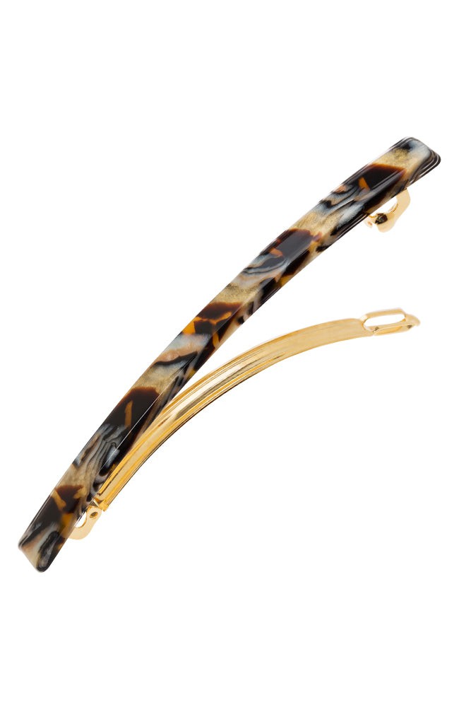Long, golden sand and rich brown hair clip featuring a French barrette style clasp, ideal for fine to medium hair - Long &amp; Skinny Barrette, Lasco.
