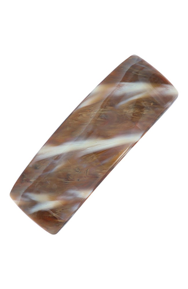 Large, French barrette ideal for thick hair - Rectangle Volume Barrette, Caramel Horn, warm caramel and amber.