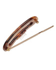 Small hair clip featuring a ball and post clasp, ideal for fine hair or small sections - Mini Oval on Tige Boule Barrette, Africa.