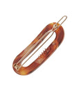 Small, textured bronze and amber French clip featuring a ball and post clasp, ideal for fine hair or small sections - Mini Oval on Tige Boule Barrette, Africa.