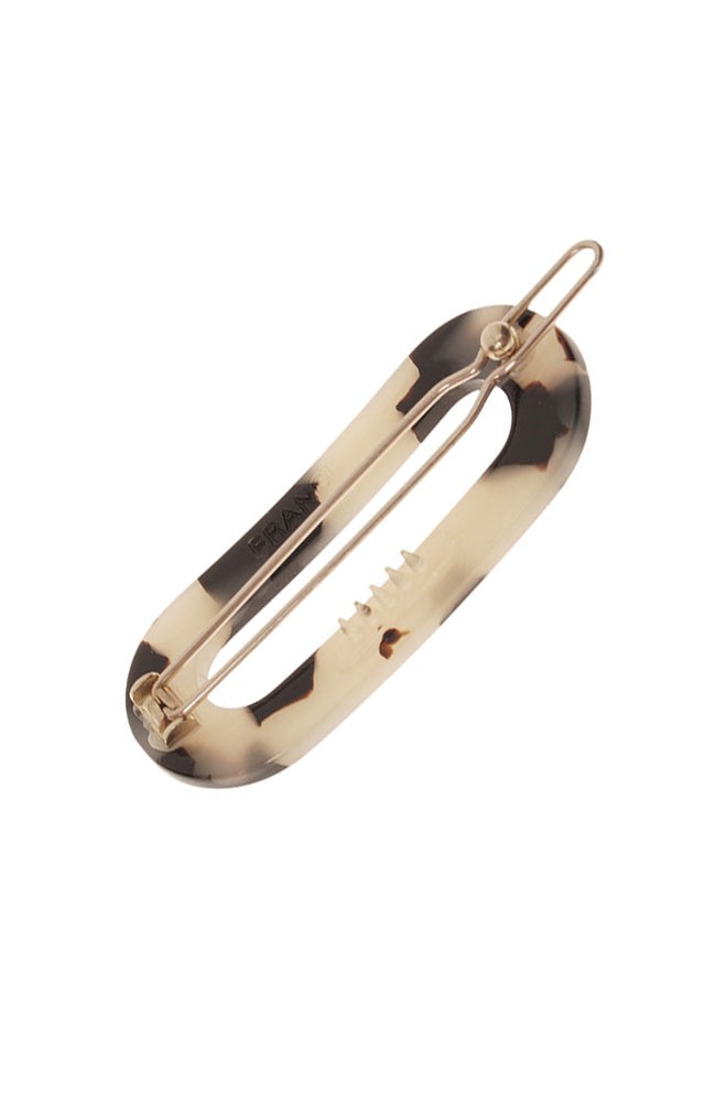 Small, Ivory Tortoise Shell French clip featuring a ball and post clasp, ideal for fine hair or small sections - Mini Oval on Tige Boule Barrette, Ivory Tokyo.