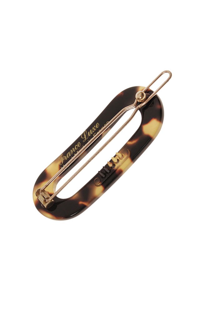 Small, Tortoise Shell French clip featuring a ball and post clasp, ideal for fine hair or small sections - Mini Oval on Tige Boule Barrette, Tokyo.