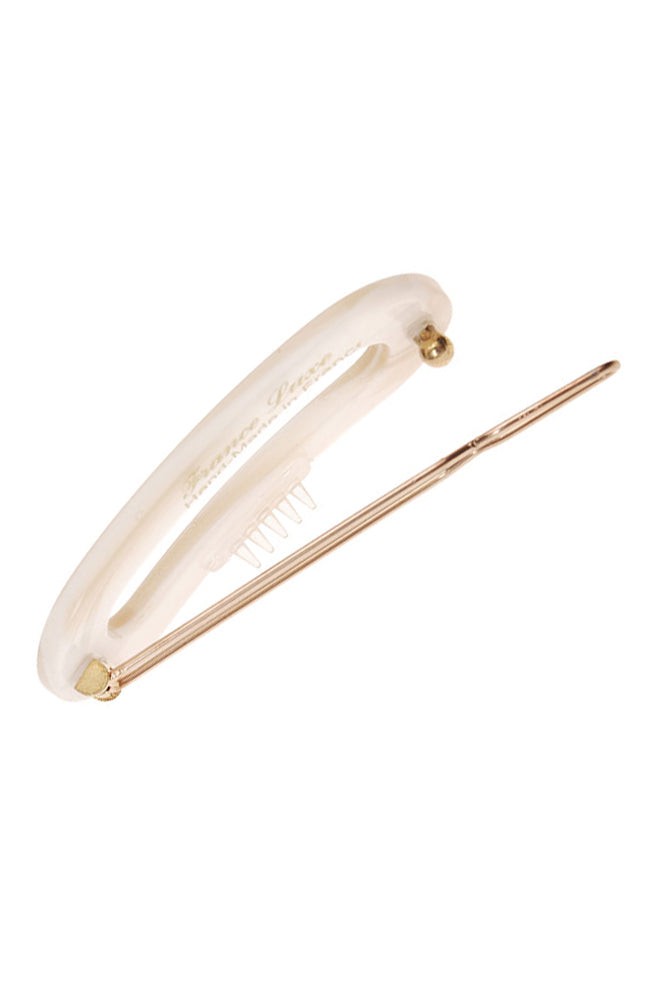 Small hair clip featuring a ball and post clasp, ideal for fine hair or small sections - Mini Oval on Tige Boule Barrette, Alba.