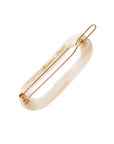 Small, marbled ivory white French clip featuring a ball and post clasp, ideal for fine hair or small sections - Mini Oval on Tige Boule Barrette, Alba.