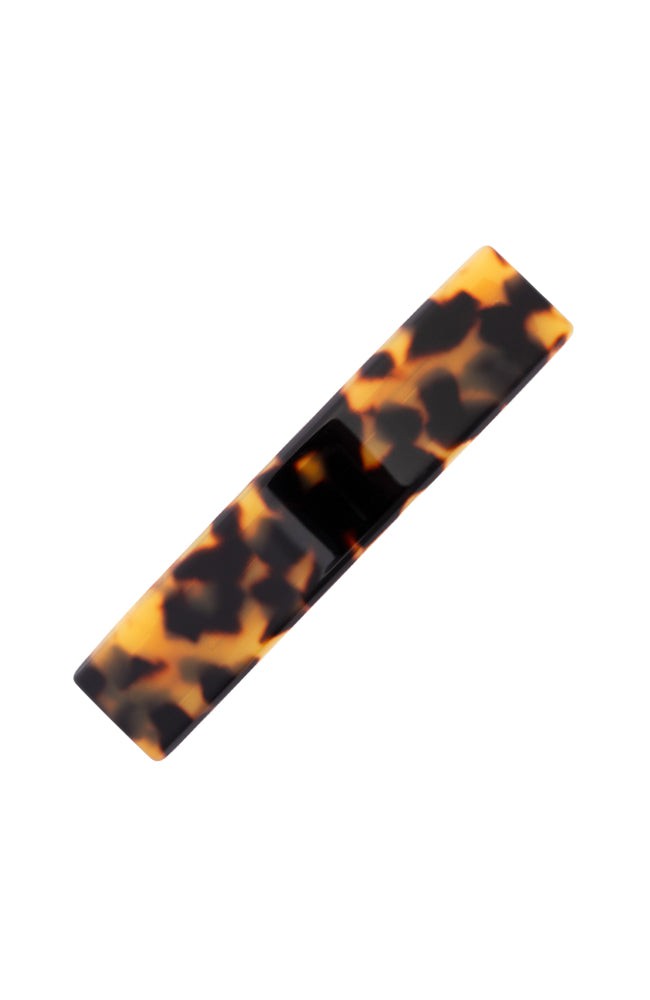 Medium, French barrette ideal for most hair types - Classic Rectangle Barrette, Tokyo, Tortoise Shell.