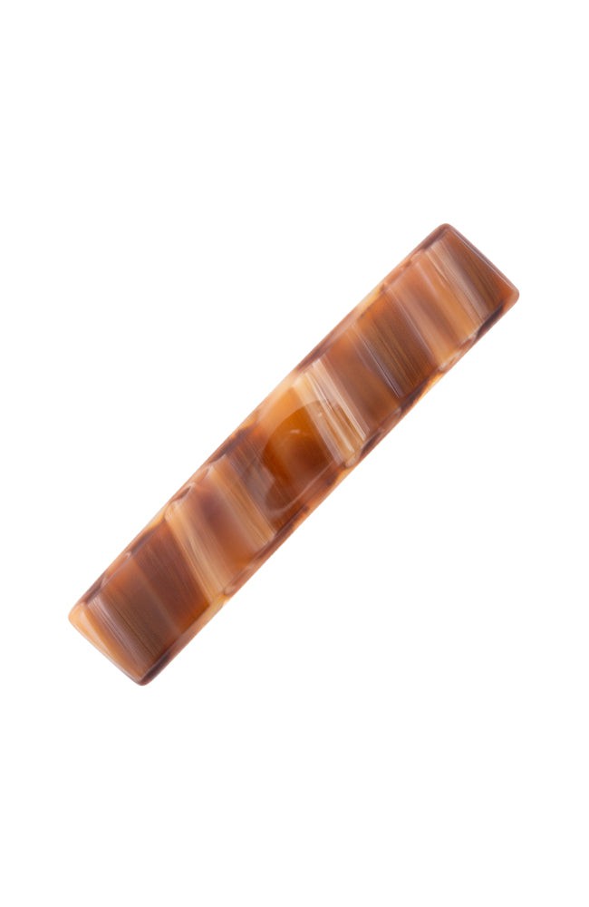 Medium, French barrette ideal for most hair types - Classic Rectangle Barrette, Caramel Horn, warm caramel and amber.