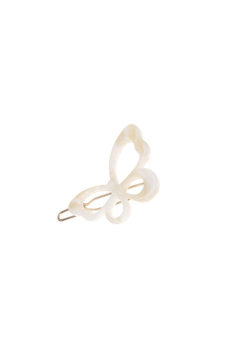 Small butterfly hair clip, Alba White Small Butterfly Cutout Tige Boule Barrette by France Luxe