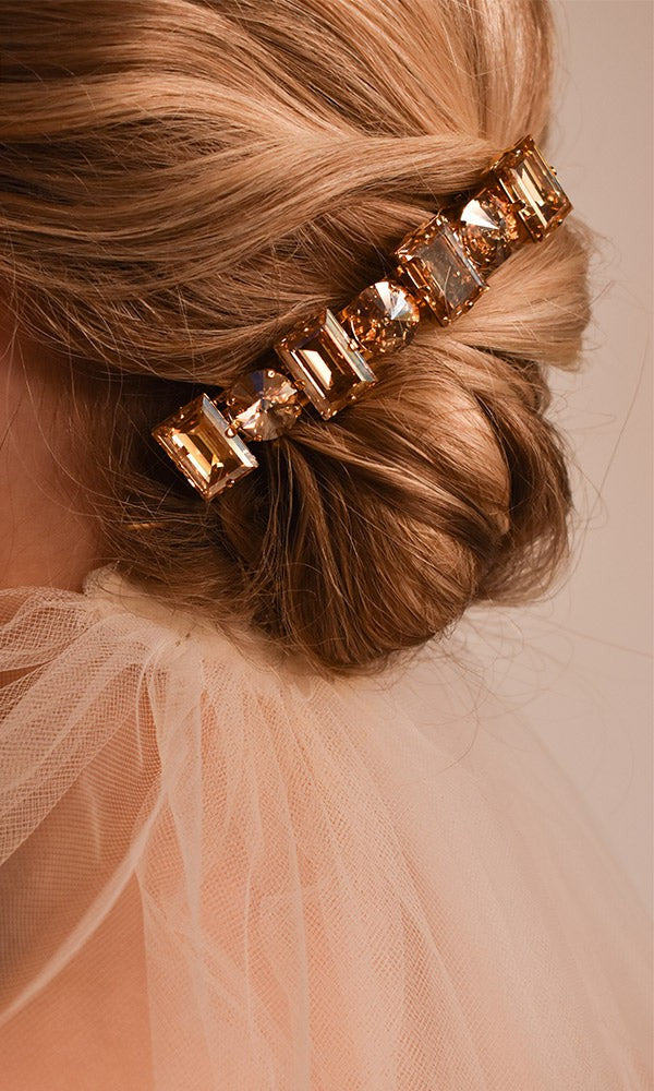 Large Sienna Crystal Barrette