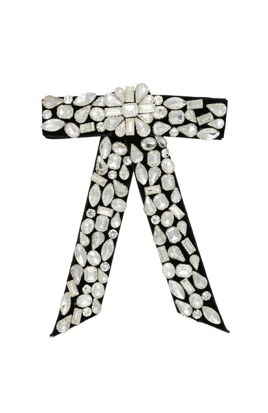 Melanie Bow Barrette, white with large clear crystals | L  display picture 1