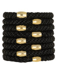 L. Erickson hair ties, 8 pack of Grab & Go ponytail holders, Thick, black & gold hair bands.