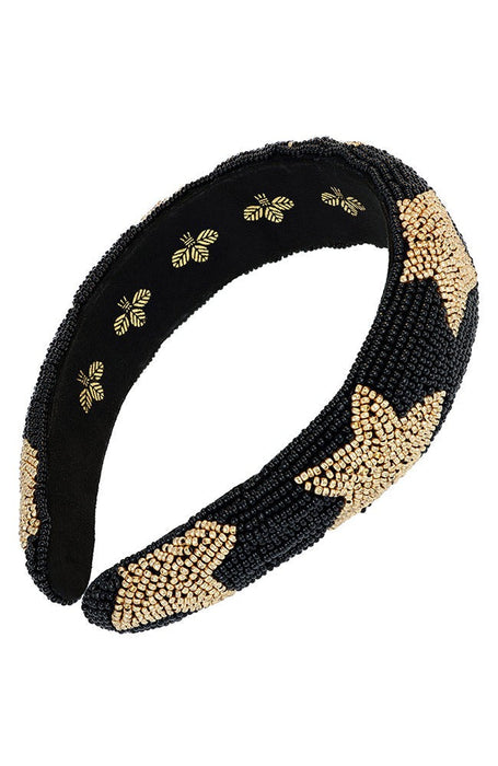 Emery Wide Headband, Beaded Star Design | L. Erickson — France Luxe
