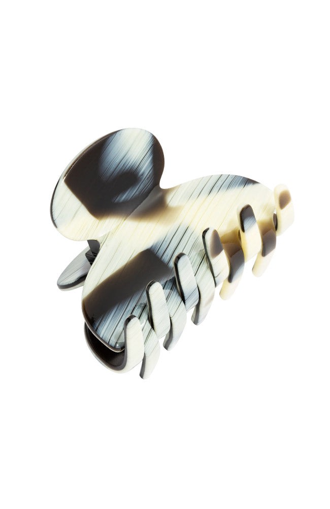 France Luxe small, horn inspired blend of cream and black claw hair clip for women - Small Couture French Claw Clip, Black Horn.