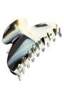 France Luxe large, horn inspired blend of cream and black claw hair clip for women - Large Couture French Claw Clip, Black Horn.