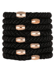 L. Erickson hair ties, 8 pack of Grab & Go ponytail holders, Thick, black & rose gold hair bands.
