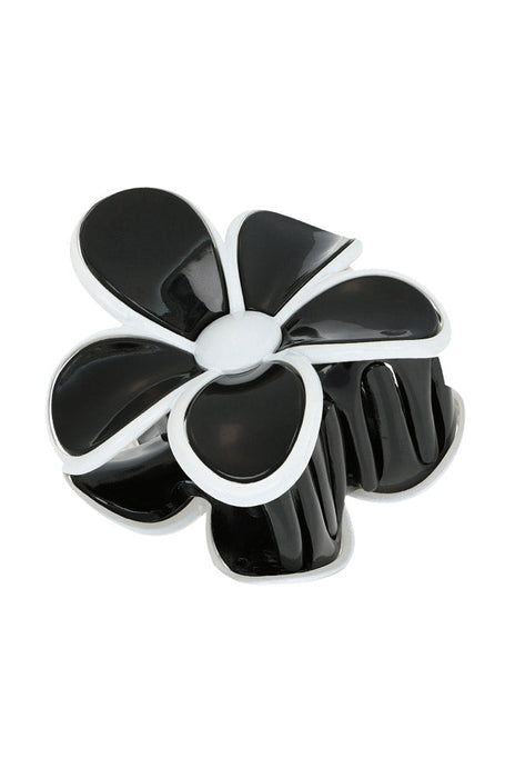 Black & White flower hair clip for women, Hibiscus Jaw by L. Erickson