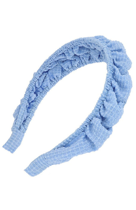 Rouched wide headband for women, Blue Frankie Headband by L. Erickson