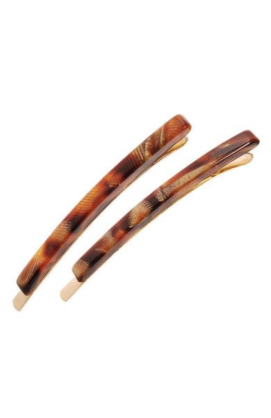 Bobby Pins Gold Wire Caramel Horn Cellulose Acetate Pair Adult Stylish Amazon.com : France Luxe Bobby Pin Pair on Gold Wire  main image 4