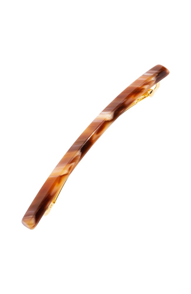 France Luxe long, warm caramel and amber barrette for women - Long & Skinny Barrette, Caramel Horn.