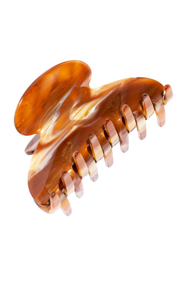 France Luxe medium, warm caramel and amber claw hair clip for women - Couture French Claw Clip, Caramel Horn.