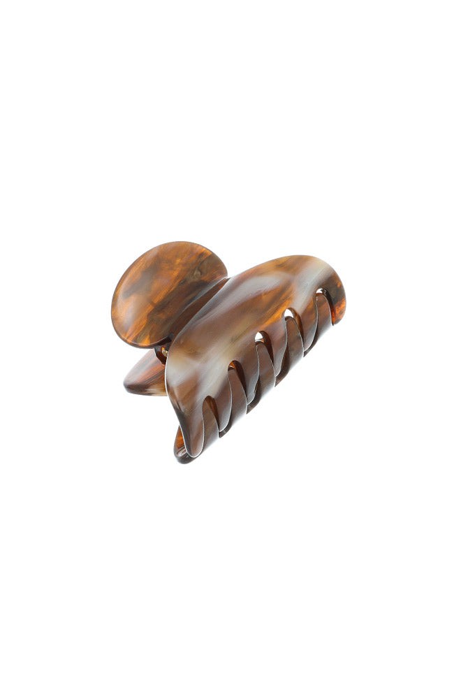 France Luxe mini, warm caramel and amber claw hair clip for women - Mini Couture French Claw Clip, Caramel Horn.