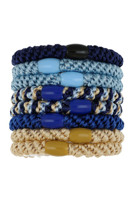 Thick hair ties for damage free ponytail, L. Erickson Grab & Go Ponytail Holders - Catalina Blue and Gold