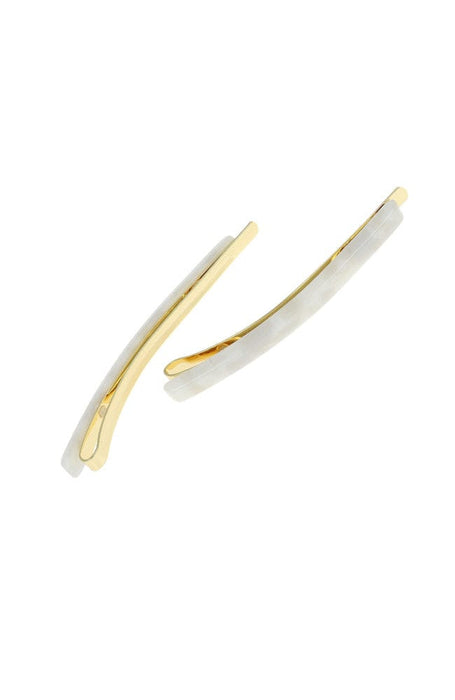 Bobby Pin Pair on Gold Wire - Coconut Milk