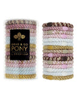 L. Erickson hair ties, 15 pack of Grab & Go  Pony Tube, Thick, white, pink, metallic gold, metallic beige hair bands.