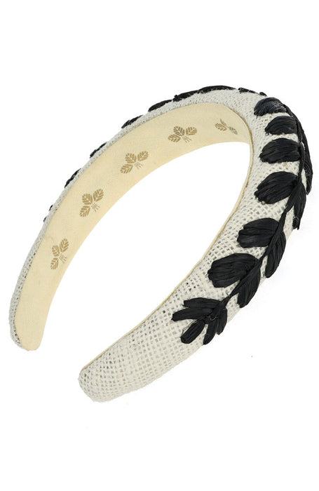 Cream & Black embellished headband for women, Elsie Headband by L. Erickson