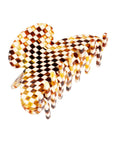 France Luxe medium, checkered tortoise and ivory claw hair clip for women - Couture French Claw Clip, Damier.