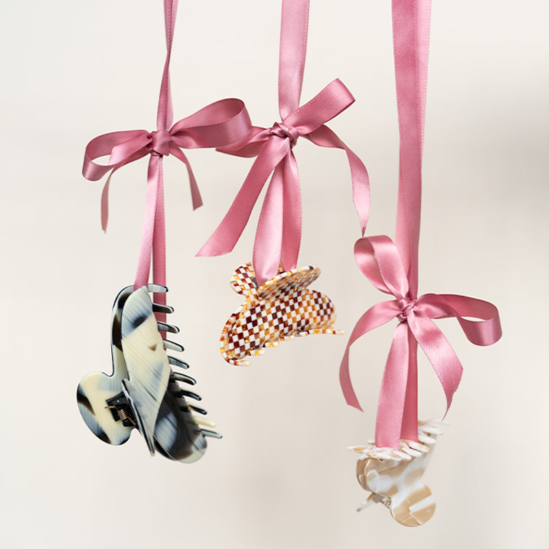 France Luxe Claw Hair clips for women hung with ribbon