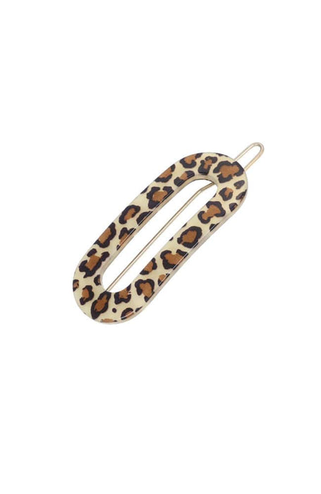 Mini Oval Tige Boule Barrette - Golden Leopard