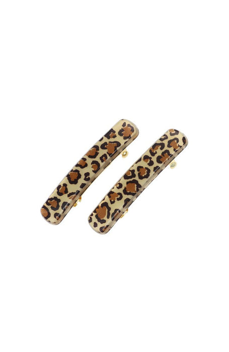 Mini Rectangle Barrette Pair - Golden Leopard