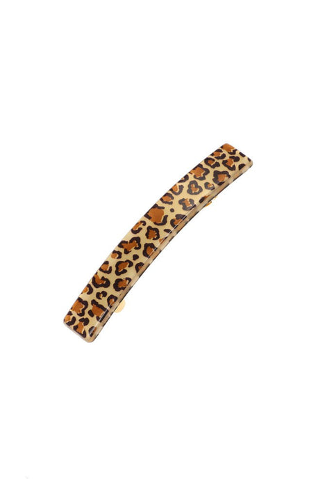 Small Luxury Rectangle Barrette - Golden Leopard