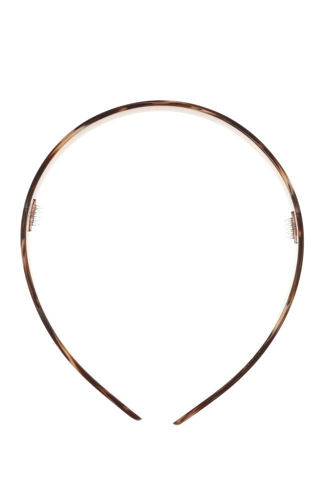Comfortable, French headband ideal for all hair types - 1/2" Ultracomfort Headband, Caramel Horn, warm caramel and amber.