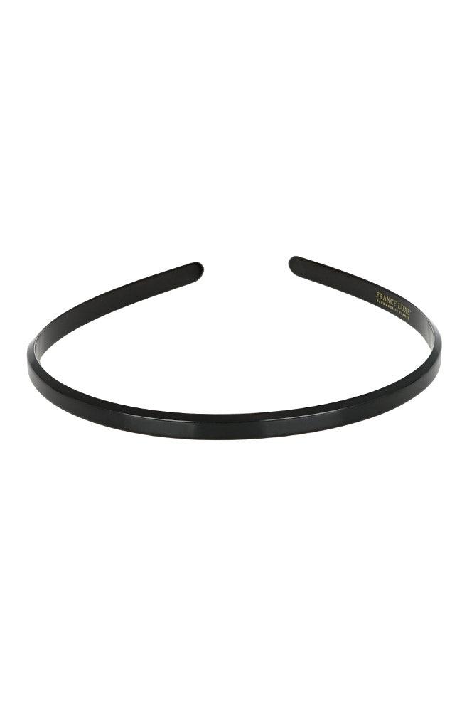 Thin headband for women, polished smooth black cellulose acetate. Timeless and comfortable.