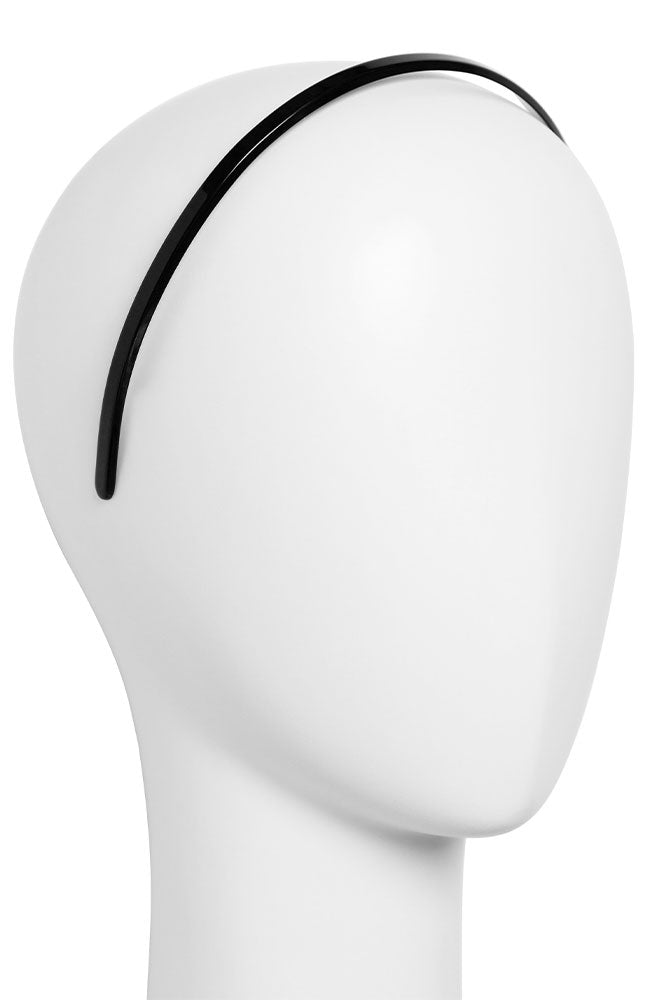 Thin headband features gentle, no-slip teeth, ideal for all hair types - 1/4" Ultracomfort Headband, Black, classic black.