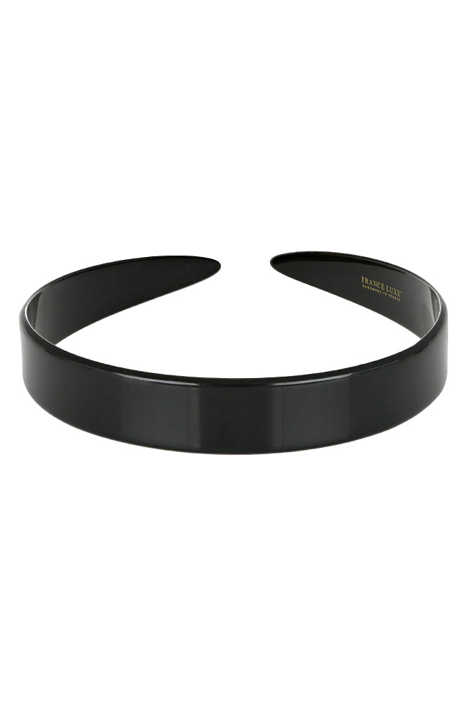 Wide headband for women, polished smooth black cellulose acetate. Timeless and comfortable.