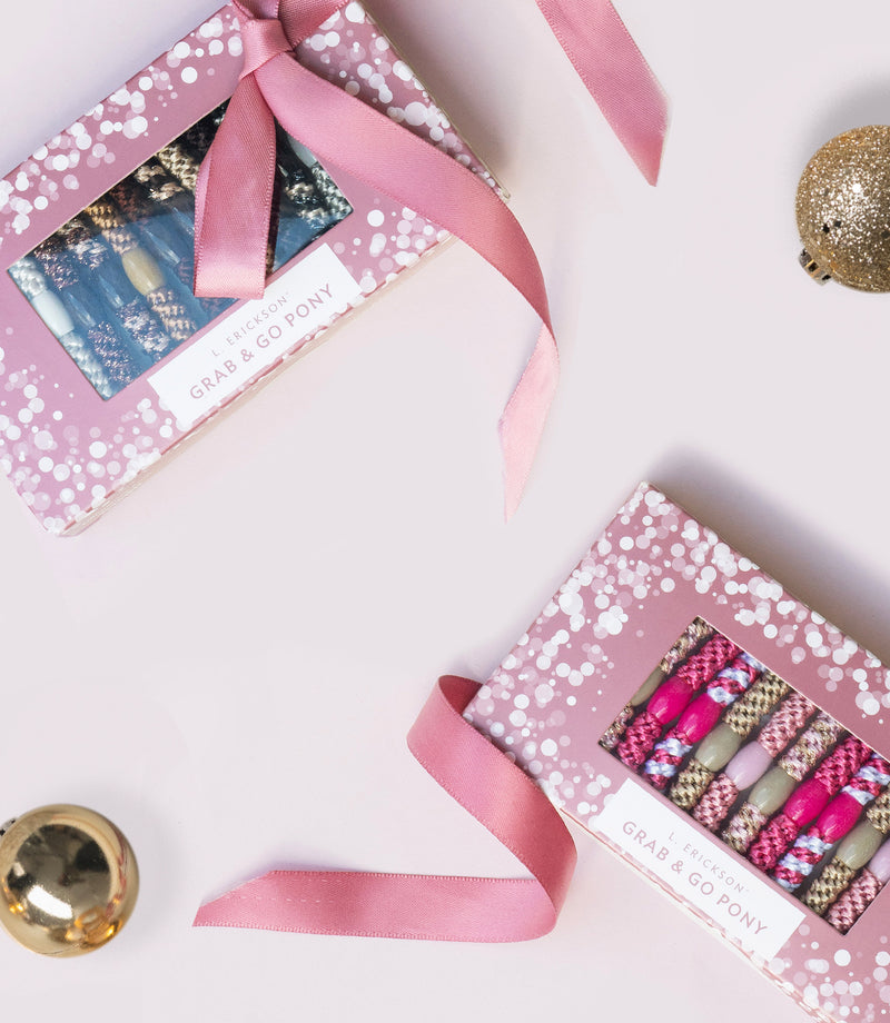 Holiday Box Hair Ties by L. Erickson, Grab & Go Pony for thick hair